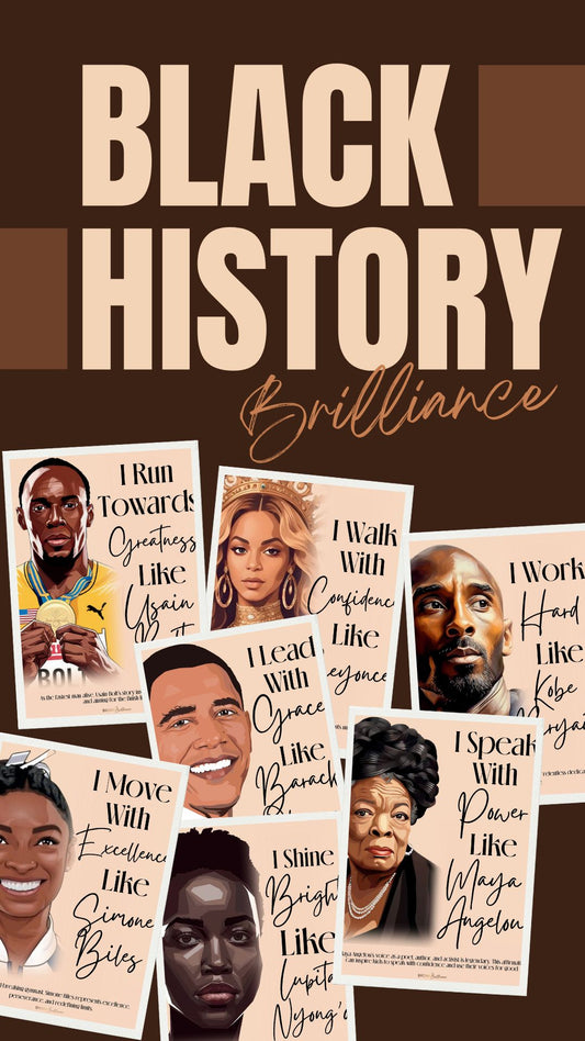 Black History Brilliance: Inspirational Affirmation Poster Set (20-Pack, 8X10")